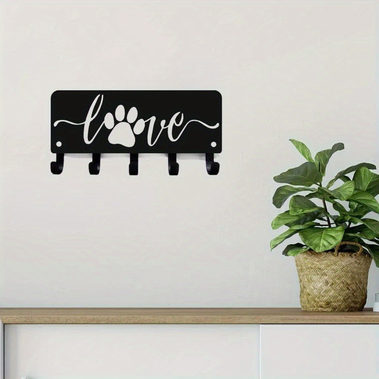CIFbuy-Dog Lover Key Organizer - CIFbuy Adorable Iron Wall Art with Functional Hooks (6/9 Inch Wide, Puppy-Themed Decor)-Key Hooks