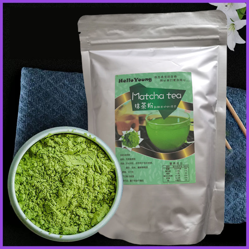 HelloYoung 100% Natural Organic Matcha Powder Culinary Ceremonial Grade 250g/bag Milk Drink Green Tea Dessert Cake Edible Baking Ingredients Ice Cream Tools Main image