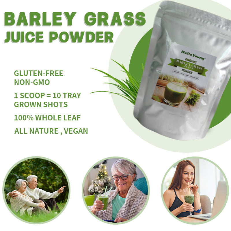 HelloYoung Organic Barley Grass Powder original 250g moistening intestines, Green Grass Juice Powder with Rich Dietary Fiber, No Addtives