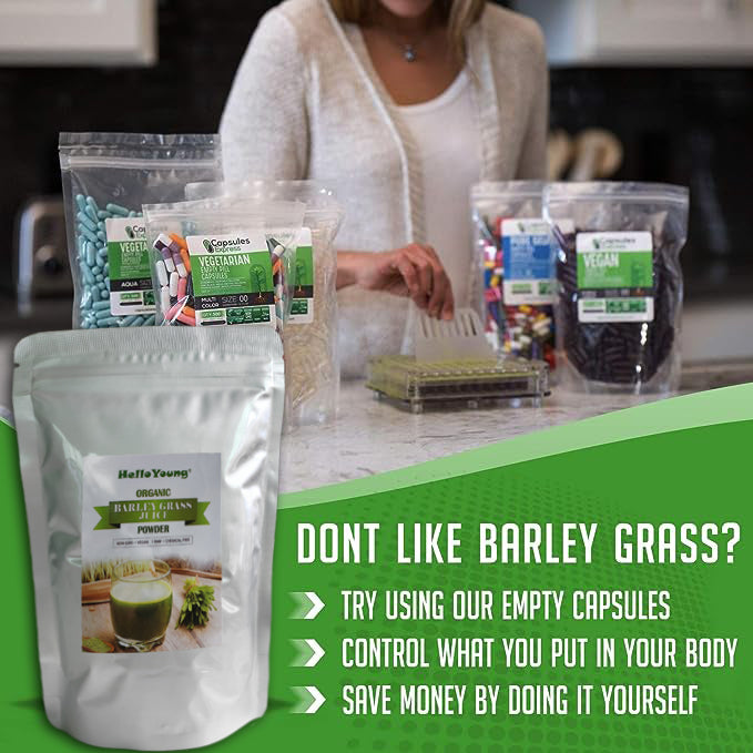 HelloYoung Organic Barley Grass Powder original 250g barley grass official store pure organic barley with Rich Dietary Fiber, No Addtives