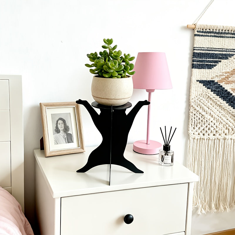 Cute cat-shaped artistic decorative three-dimensional tray, ashtray stand / small flowerpot stand / suitable for coffee table / outdoor party item tray / bedside storage placement / flowerpot rack
