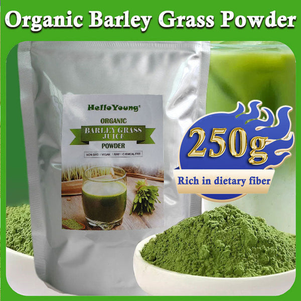 HelloYoung Barley Grass Powder Original 100% Pure And Organic Green Tea Barley Grass Powdered Drink for Immunity Support and Whole Food Supplement