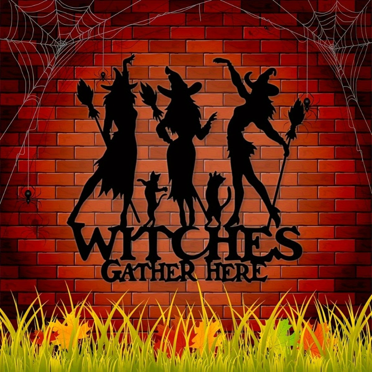 "Witches Gather Here" Metal Sign - Vintage Halloween & Fall Wall Decor, Witchy Porch Art with Rustic Charm -Wall Sculptures Secondary image