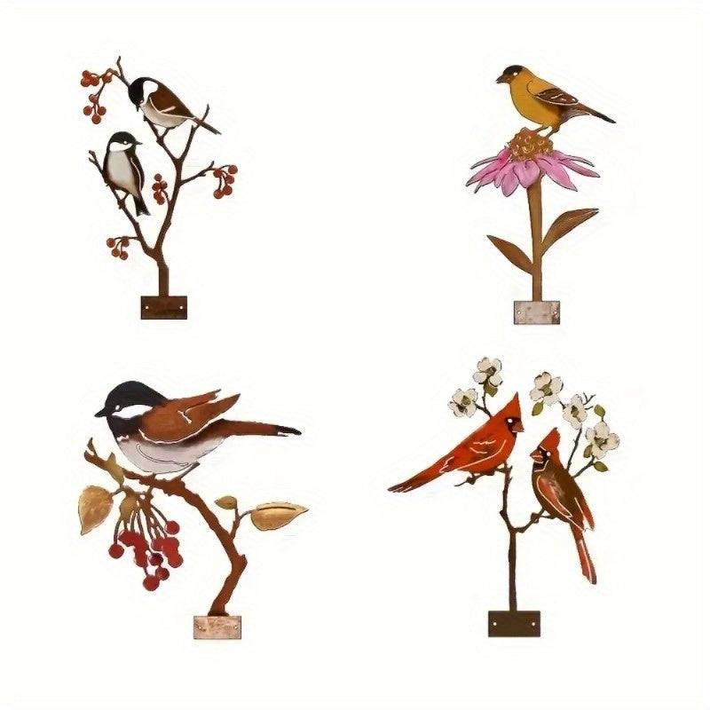"1-Piece Outdoor Garden Bird Decor: Creative Metal Cutting Handicraft with Silhouette Design for Flowerpots & Garden Accents".Outdoor statue