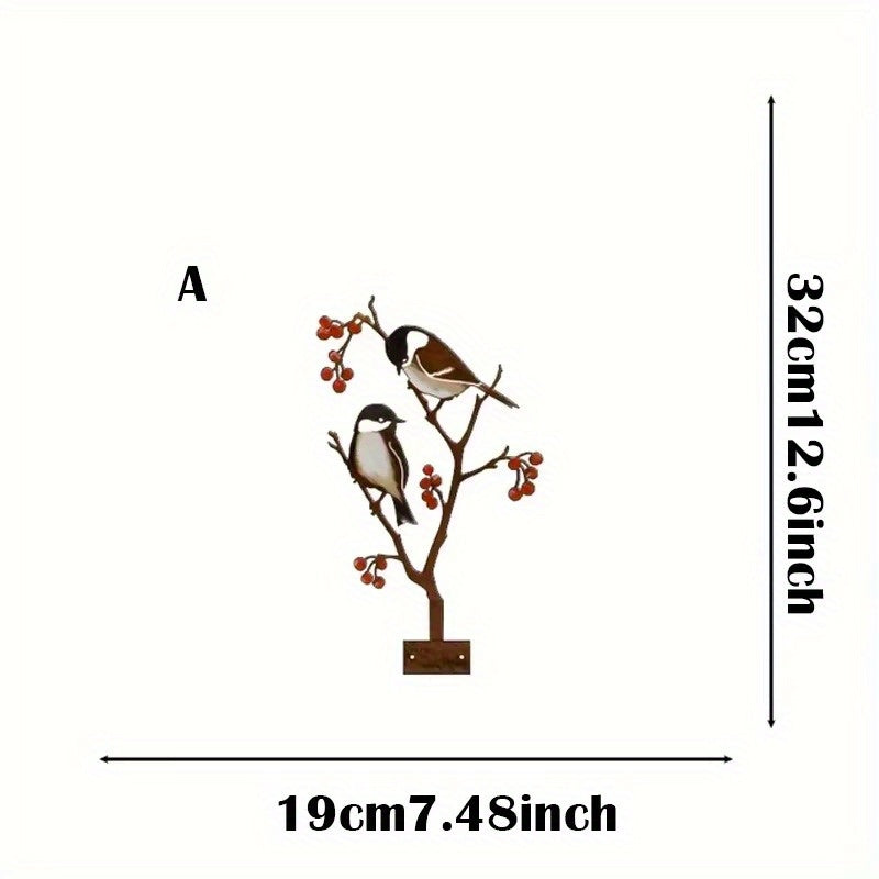 "1-Piece Outdoor Garden Bird Decor: Creative Metal Cutting Handicraft with Silhouette Design for Flowerpots & Garden Accents".Outdoor statue