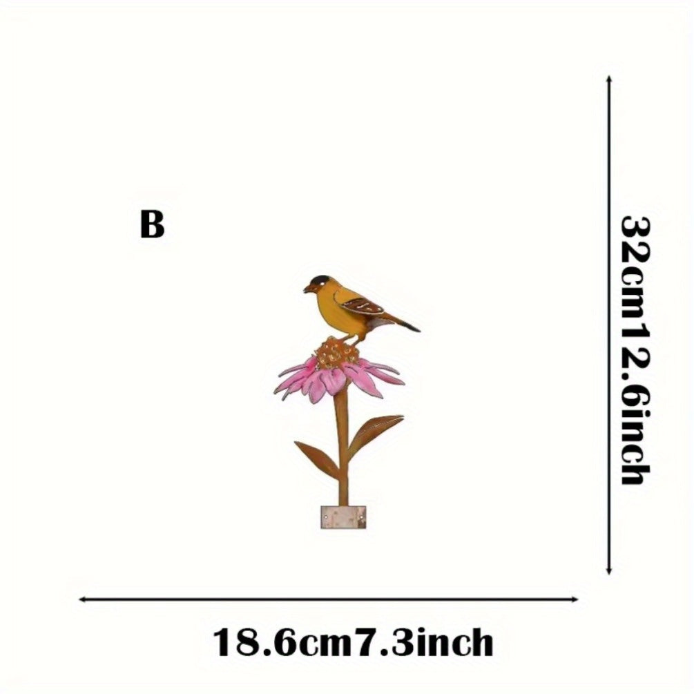 HELLOYOUNG,Impressive Single Artistic Outdoor Garden Bird Decoration: Impactfully Designed Metal-cut Flowerpot Silhouette Wall Decor for Birds - Makes a Strong Statement in Your Garden Decor, Outstanding Wall Sculptures.