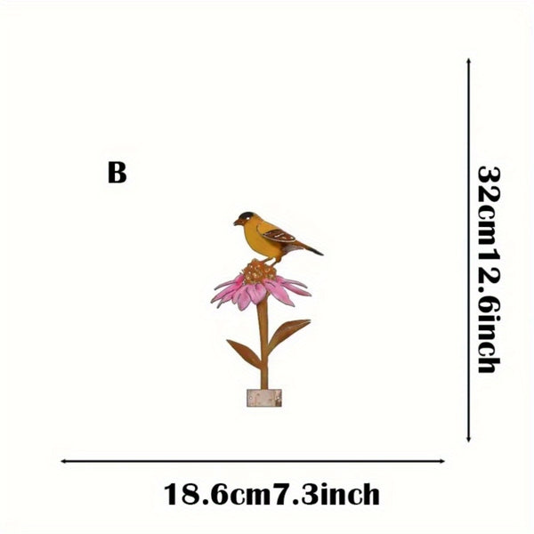 HELLOYOUNG,Impressive Single Artistic Outdoor Garden Bird Decoration: Impactfully Designed Metal-cut Flowerpot Silhouette Wall Decor for Birds - Makes a Strong Statement in Your Garden Decor, Outstanding Wall Sculptures.