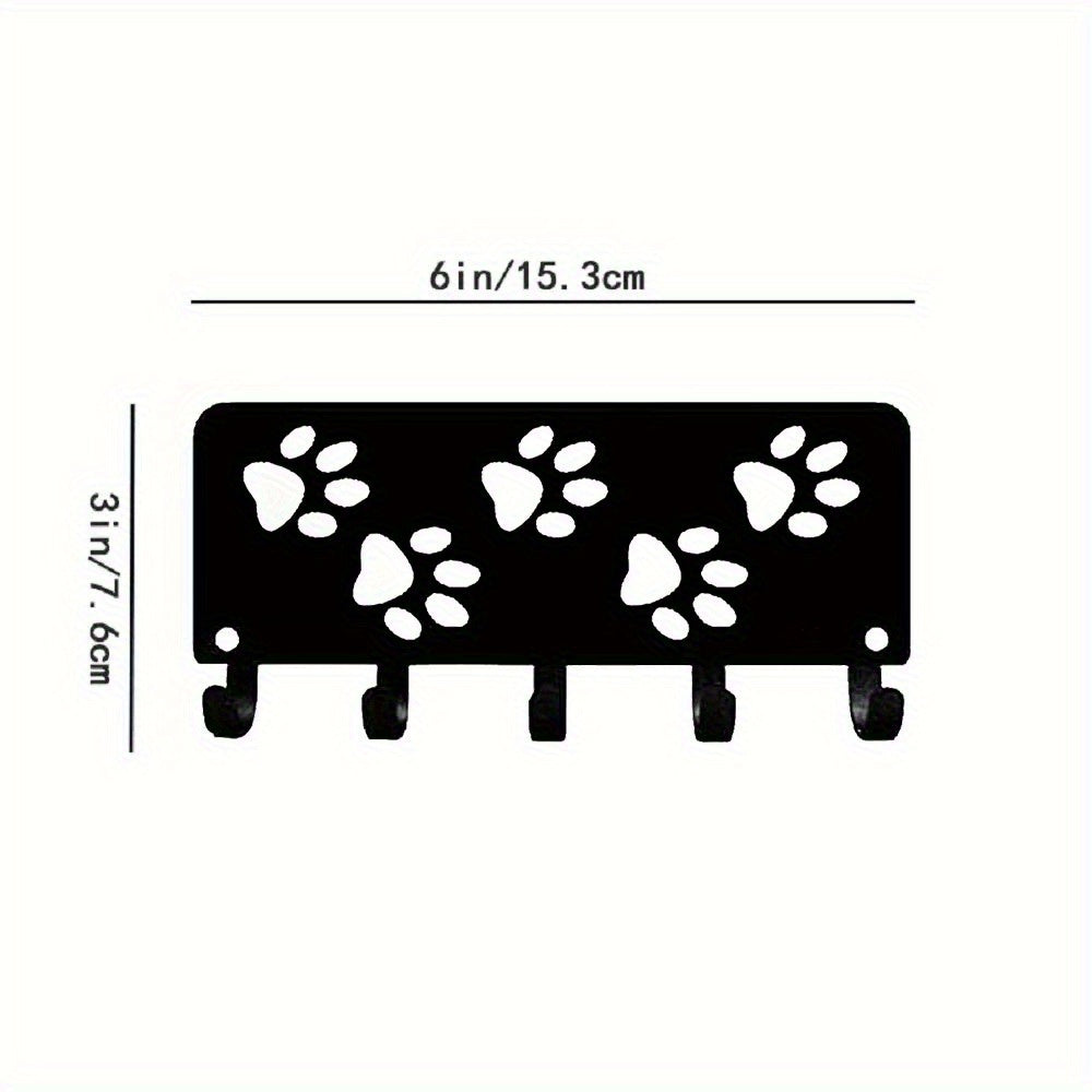 HELLOYOUNG,Walking Paws Key Rack Hanger & Dog Leash Organizer Metal Wall Art for Wall Hanging, Wall-mounted Hooks: Decorative Wall Sticker-Auxiliary hook Secondary image