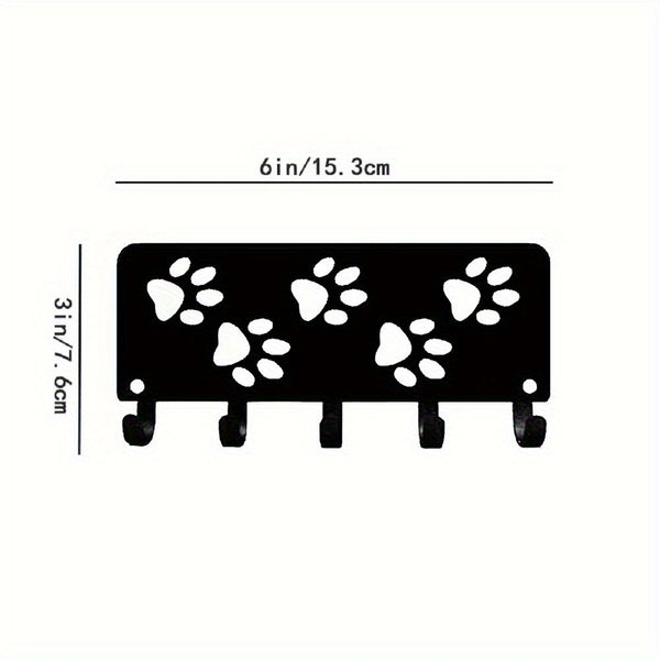 HELLOYOUNG,Walking Paws Key Rack Hanger & Dog Leash Organizer Metal Wall Art for Wall Hanging, Wall-mounted Hooks: Decorative Wall Sticker-Auxiliary hook