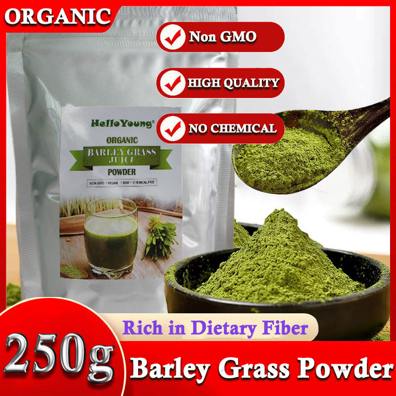 HelloYoung Organic Barley Grass Powder original 250g moistening intestines, Weight Loss Barley Health Matcha Beverage
