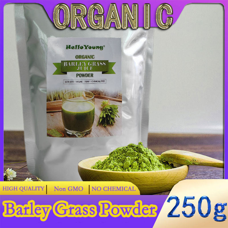 HelloYoung Barley grass official store Organic Barley Grass Powder original 250g Body Detoxification and Weight Loss Barley Health Matcha Beverage