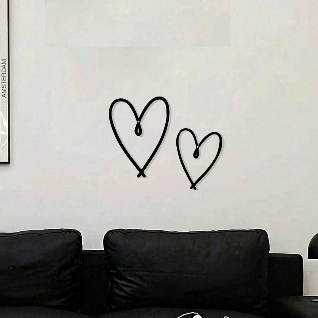 HELLOYOUNG 2pcs/ Set Unique Personalized Heart Shape Metal Wall Sign with Chic Aesthetic Design, Perfect Valentine's Day Gift, Suitable for Home, Living Room, Office, Bar, Kitchen & Coffee Shop Decor, Ideal for New Year & Birthday Celebrations