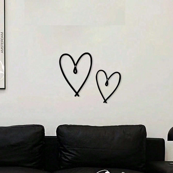 HELLOYOUNG 2pcs/ Set Unique Personalized Heart Shape Metal Wall Sign with Chic Aesthetic Design, Perfect Valentine's Day Gift, Suitable for Home, Living Room, Office, Bar, Kitchen & Coffee Shop Decor, Ideal for New Year & Birthday Celebrations