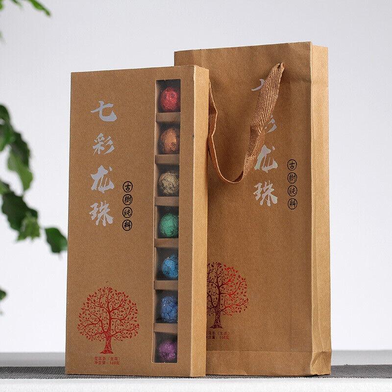 HelloYoungTea 21pcs Yunnan Pu'er Tea Colorful Dragon Pearl Handmade Dragon Pearl Pu'er Raw Tea