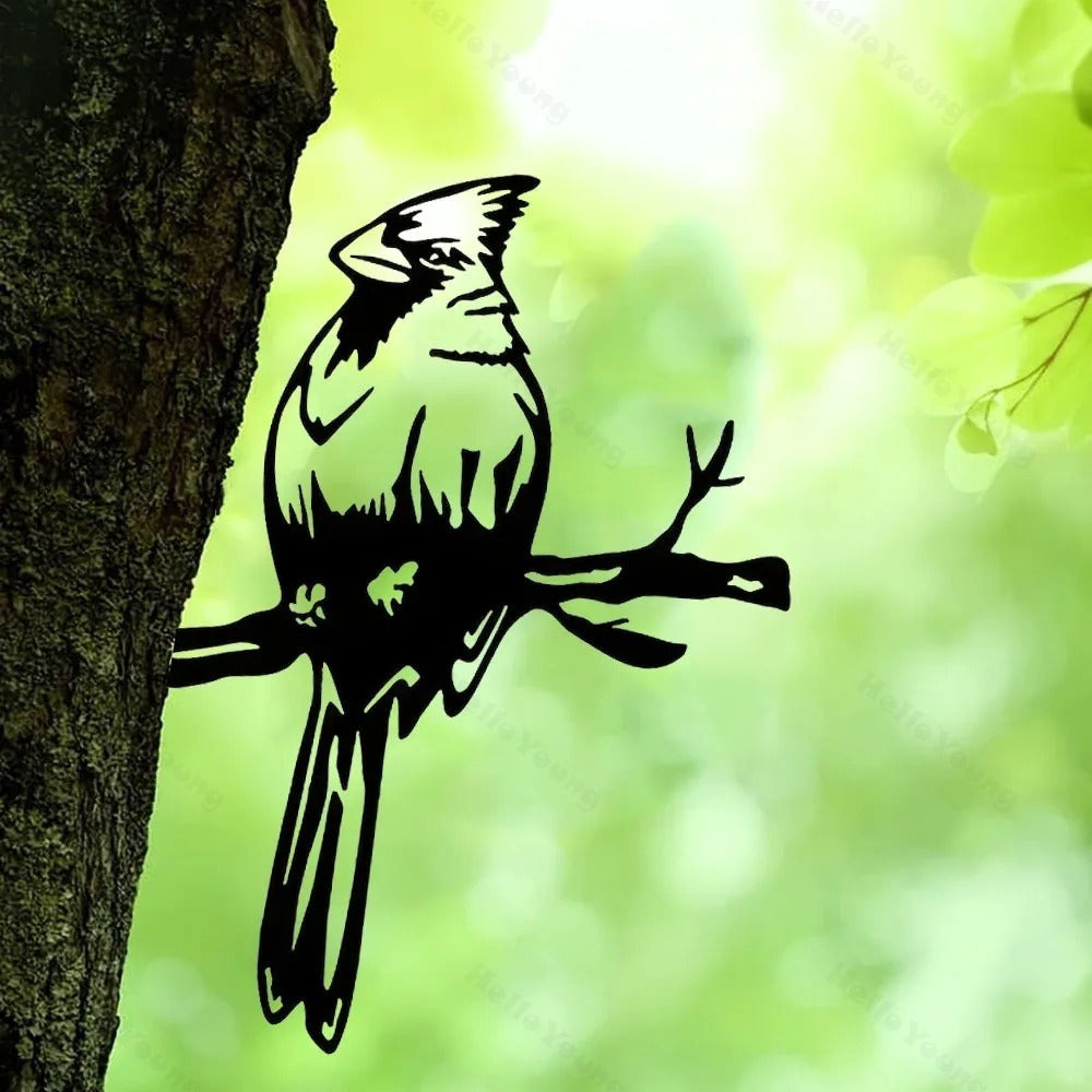 CIFbuy™ 1pc Metal Iron Cardinal Bird Yard Art - Outdoor Yard Decor with Decorative Metal Bird, Ideal for Tree Decorations, Adds Nature & Beauty to Outdoor Environment, Wall Sculptures, Collectible Figurines.
