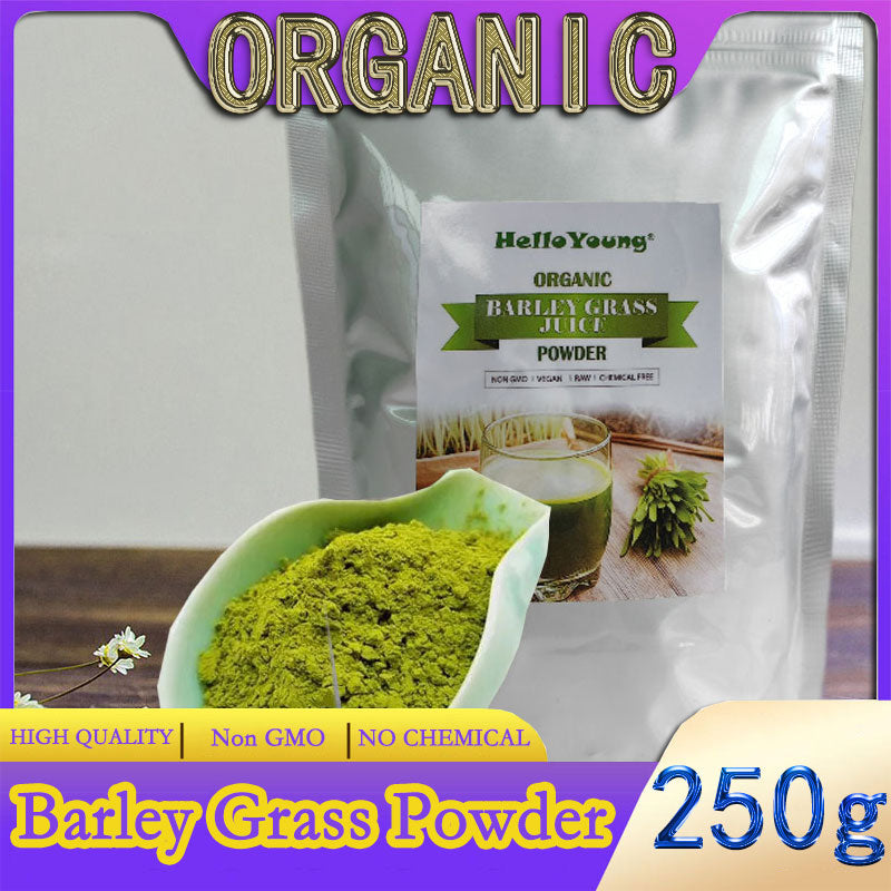 HelloYoung Barley grass official store Organic Barley Grass Powder original 250g Non-GMO Gluten-Free Soy-Free Vegan