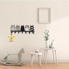 CIFbuy™ Iron Cat Wall Rack with 7 Hooks, Heavy-Duty Key & Coat Hanger for Entryway Decor, Rust-Resistant Metal Mounted Organizer - Functional Wall Sculptures.