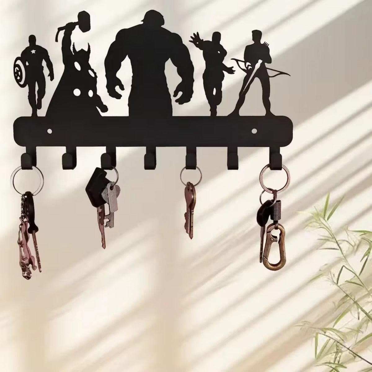 7 Hook Metal Key Holder Wall Mounted Organizer Stylish Towel Hooks That Suit Kitchen and Home Deliver Ultimate Convenience.Wall Sculptures