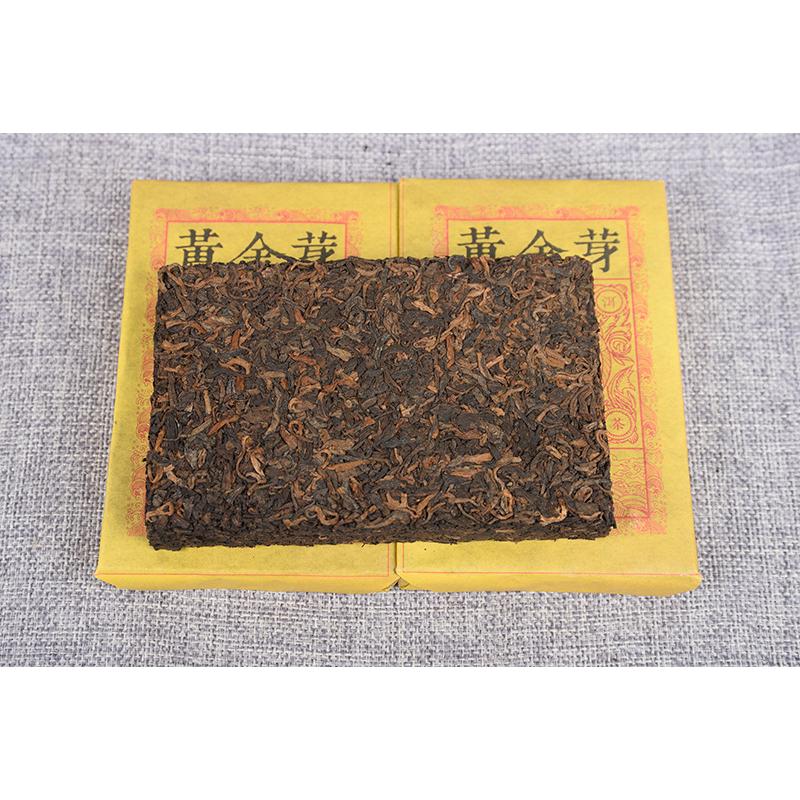 250g Yunnan Pu'er Tea Ripe Tea Golden Bud Ripe Brick Weight Loss Healthy Drink