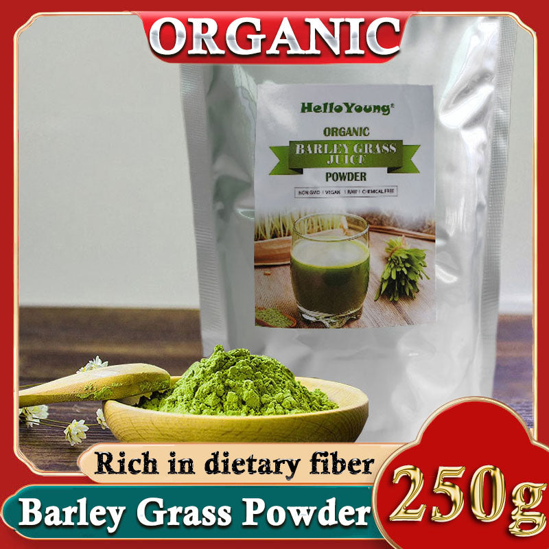 HelloYoung Barley Grass Juice 250g Powder Organic Non-GMO Vegan Cold-Juiced and Low-Temperature Dried