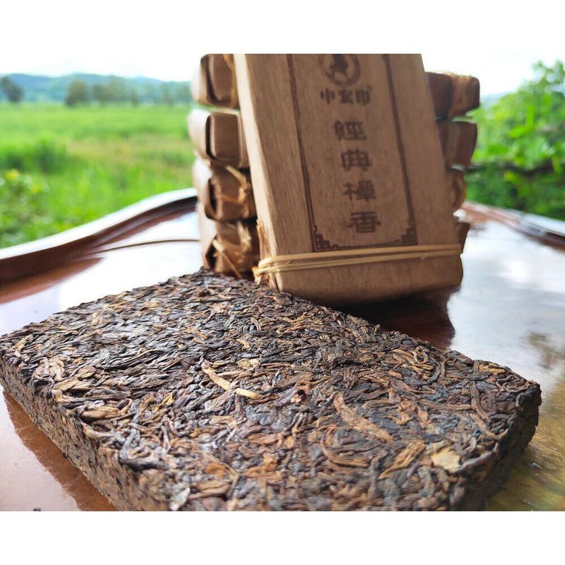 HelloYoungTea 250g Yiwu Ripe Brick Camphor Brick Tea Old Tea Shoots Leaf Packaging Ripe Pu'er