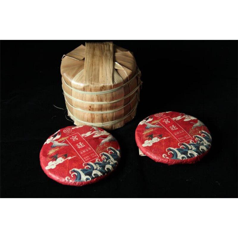 HelloYoungTea 200g Cang Pu Golden Bud Puerh Tea Ripe Cake Tea Menghai Chen Xiang Pu'er Cake