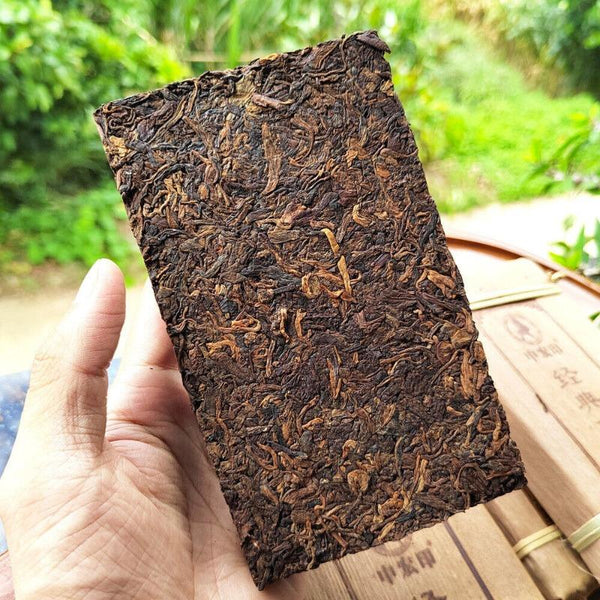 HelloYoungTea 250g Yiwu Ripe Brick Camphor Brick Tea Old Tea Shoots Leaf Packaging Ripe Pu'er