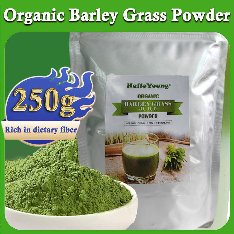 HelloYoung Barley Grass Powder Original 100% Pure And Organic Green Tea Barley Grass Powdered Drink Chlorophyll & Trace Minerals No Maltodextrin & Sugar Main image