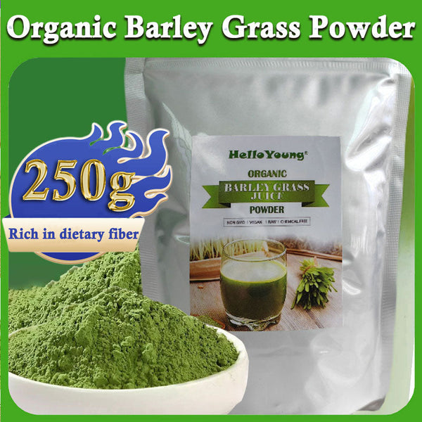HelloYoung Barley Grass Powder Original 100% Pure And Organic Green Tea Barley Grass Powdered Drink Chlorophyll & Trace Minerals No Maltodextrin & Sugar