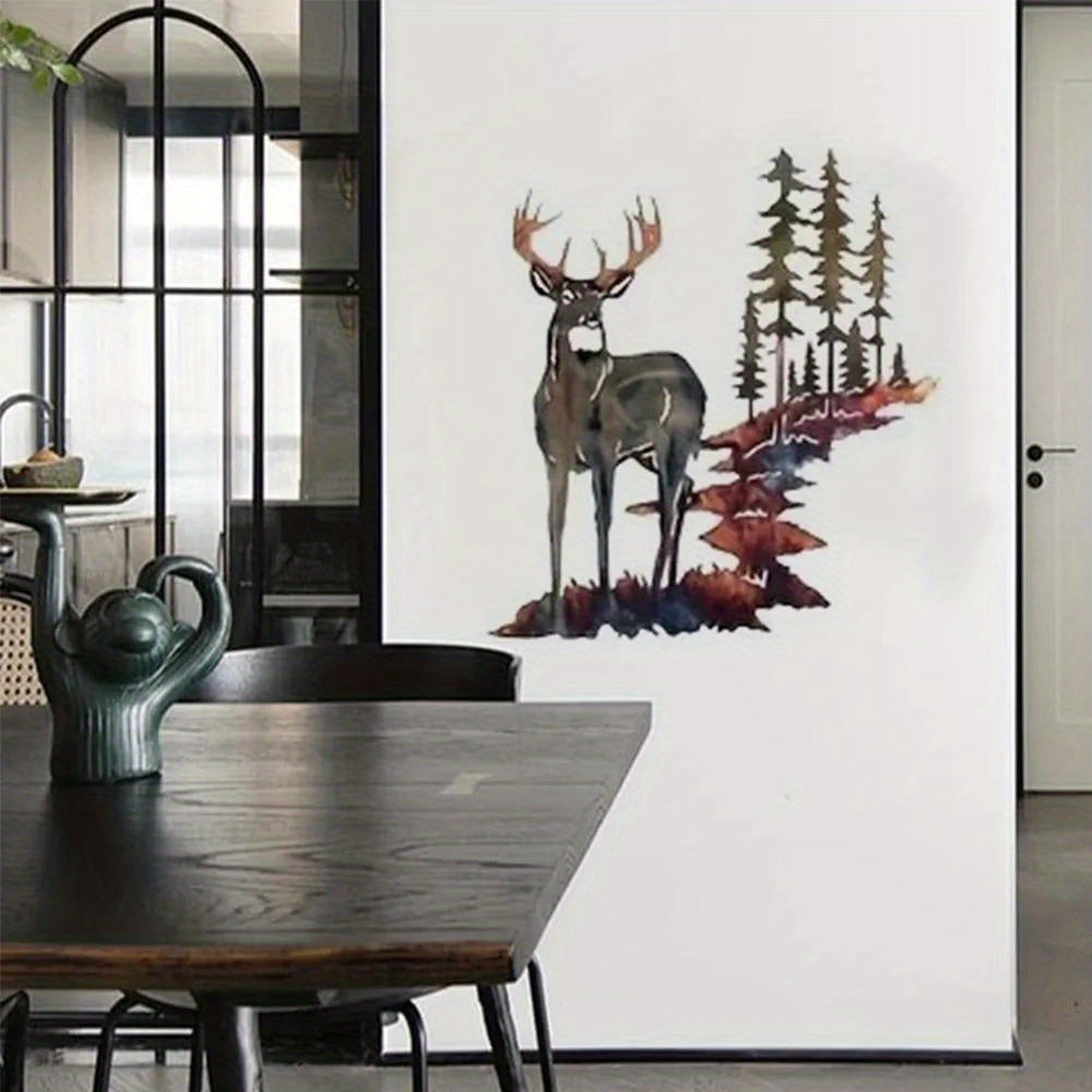 White-Tailed Deer Iron Wall Art: Charming European & American Decorative Craft for Home.Wall Sculptures