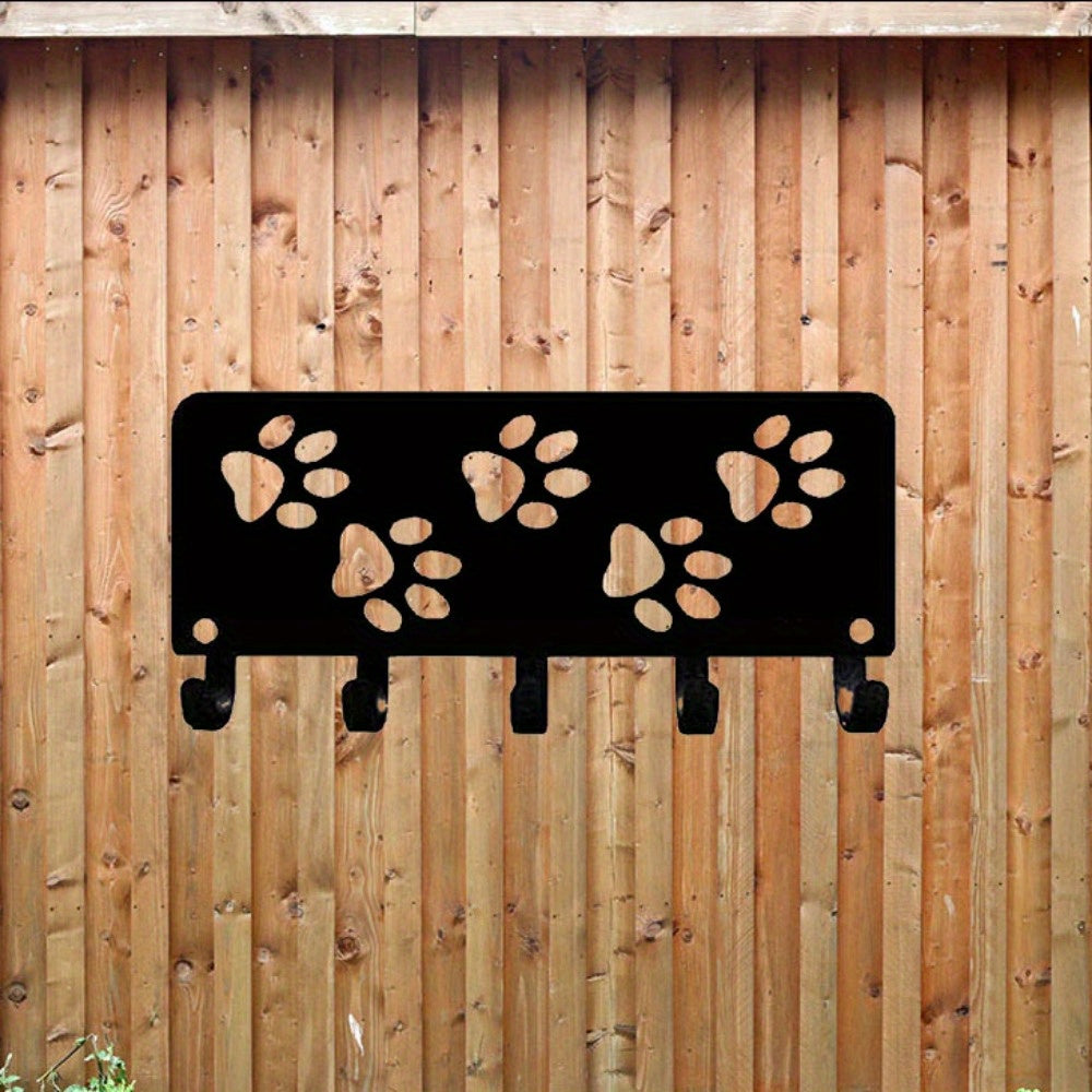 HELLOYOUNG,Walking Paws Key Rack Hanger & Dog Leash Organizer Metal Wall Art for Wall Hanging, Wall-mounted Hooks: Decorative Wall Sticker-Auxiliary hook