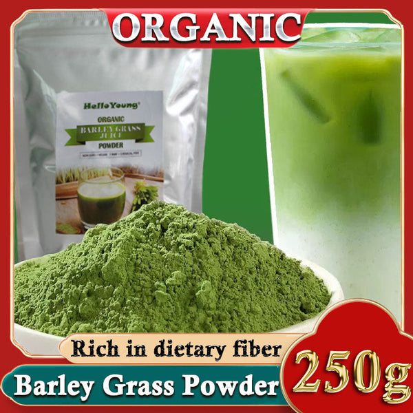 HelloYoung Barley Grass Powder 100% Pure & Organic Organic Barley Grass Powder Pure Organic Barley for Women and Men 250g Organic Grass Powder, 100% Natural Superfood