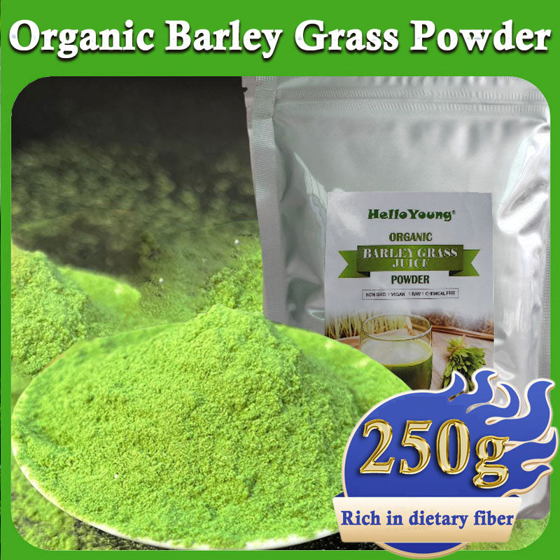 HelloYoung Barley Grass Powder Original 100% Pure And Organic Green Tea Barley Grass Powdered Drink 100% Organic Barley Low Carb Diabetic Friendly e for weight loss Main image