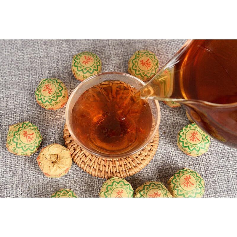 HelloYoungTea 500g Yunnan Pu'er Ripe Tea Leaves Original Flavor Ripe Tea Mini Tuocha