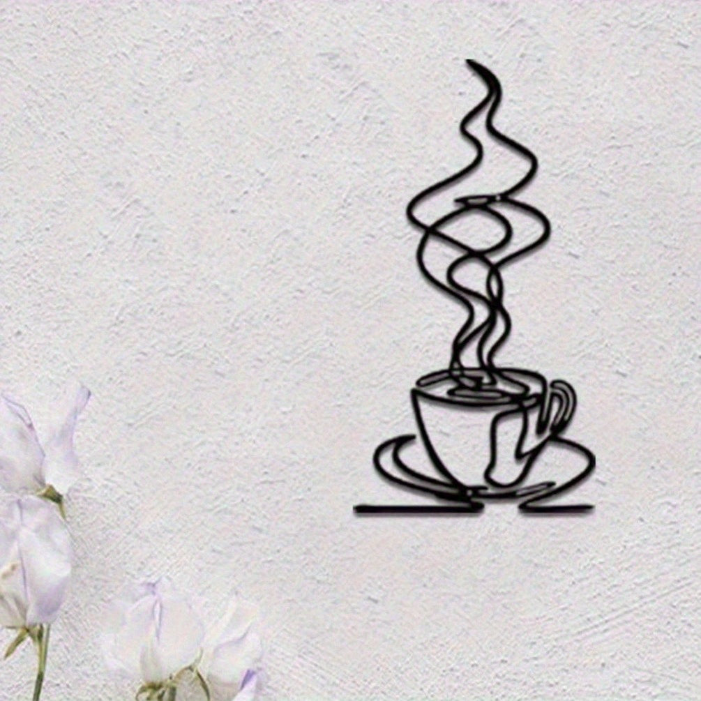 HELLOYOUNG Trendy Metal Coffee Tumbler Wall Ornament - Sleek Style Wall Sculptures, Great Gift for Coffee Devotees, Resistant & Waterproof Decor for Kitchens & Coffee Bars, Stylish Indoor Wall Art