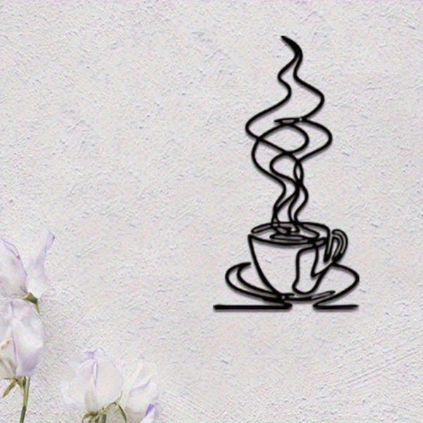 HELLOYOUNG Trendy Metal Coffee Tumbler Wall Ornament - Sleek Style Wall Sculptures, Great Gift for Coffee Devotees, Resistant & Waterproof Decor for Kitchens & Coffee Bars, Stylish Indoor Wall Art