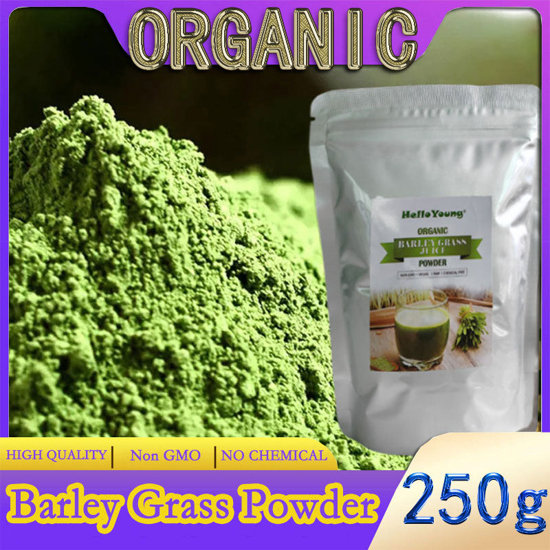 HelloYoung Organic Barley Grass Powder original 250g barley grass official store pure organic barley Support Immune System and Digestion, Vegan Main image