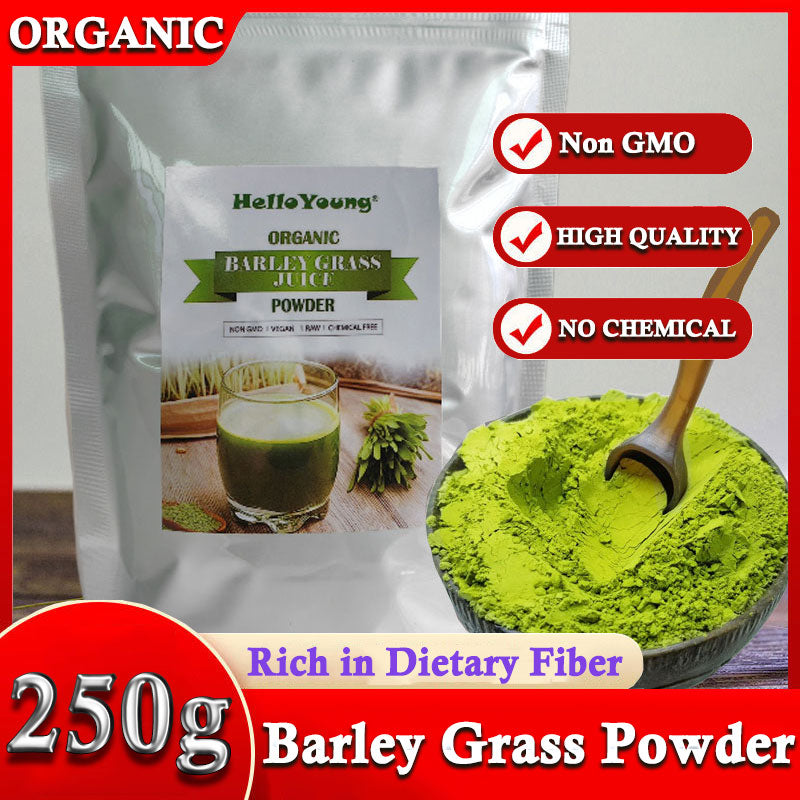 HelloYoung Barley grass official store Organic Barley Grass Powder original 250g Great for Juices, Smoothies, Shakes, Yogurts Main image