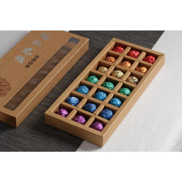 21pcs Yunnan Pu'er Tea Colorful Dragon Pearl Handmade Dragon Pearl Pu'er Raw Tea