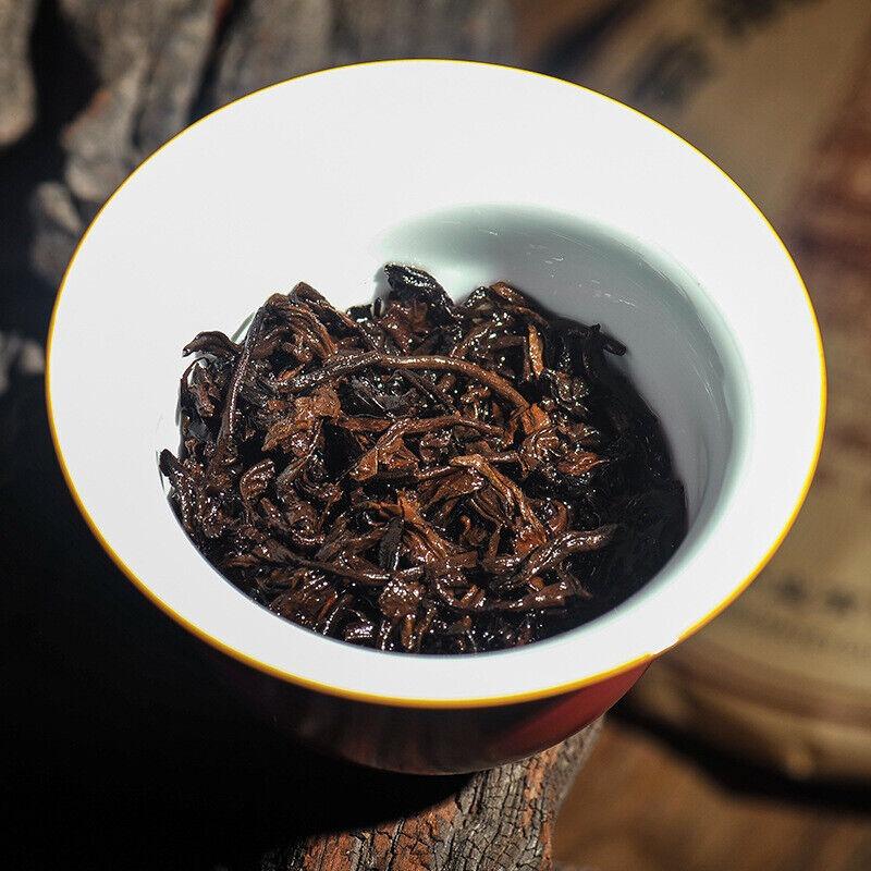 HelloYoungTea 357g Brown Mountain Ancient Tree Ripe Tea Cake Yunnan Pu'er Ripe Tea