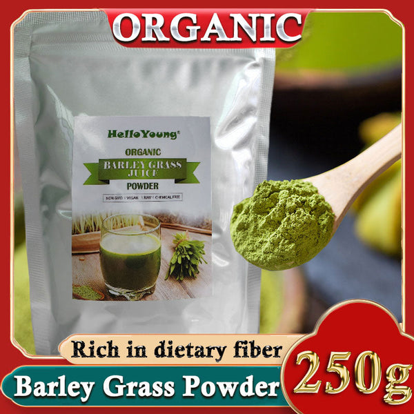 HelloYoung 250g Organic Barley Grass Powder Gluten Free Non-GMO Superfood Vegan for Immunity Support and Whole Food Supplement