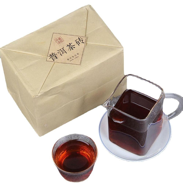HelloYoungTea Yunnan Puer Ripe Tea Brick Ancient Tree Fermented Healthy Drink