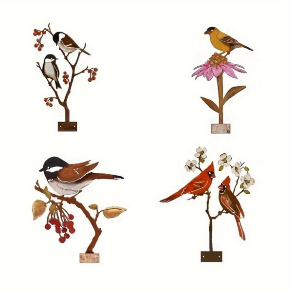 HELLOYOUNG,Impressive Single Artistic Outdoor Garden Bird Decoration: Impactfully Designed Metal-cut Flowerpot Silhouette Wall Decor for Birds - Makes a Strong Statement in Your Garden Decor, Outstanding Wall Sculptures.