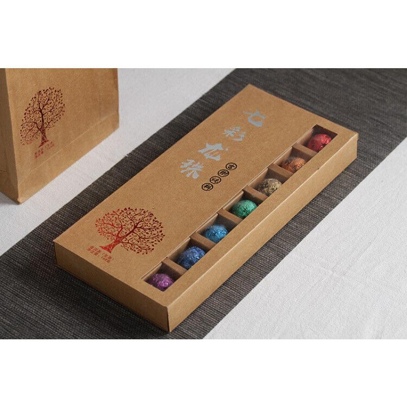 HelloYoungTea 21pcs Yunnan Pu'er Tea Colorful Dragon Pearl Handmade Dragon Pearl Pu'er Raw Tea