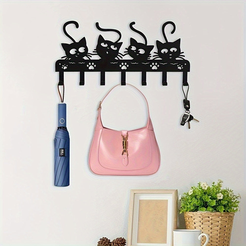 CIFbuy™ Metal Cat Wall Hooks - 1pc Adorable Feline Design Iron Hanger, Key & Small Items Organizer with Stylish Home Decor, Wall-Mounted Metal Iron Rack Perfect for Bedroom, Bathroom & Entryway Walls, Key Holder for Charming Home Organization Home Fu