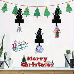 HelloYoung Cute Christmas Snowman Metal Utility Hooks - Wall-Mounted Organizer for Keys Scarves Towels, Festive Winter Decor, Ideal Xmas Home Hanging Hooks, Adorable Holiday Accent for Living Room Bathroom