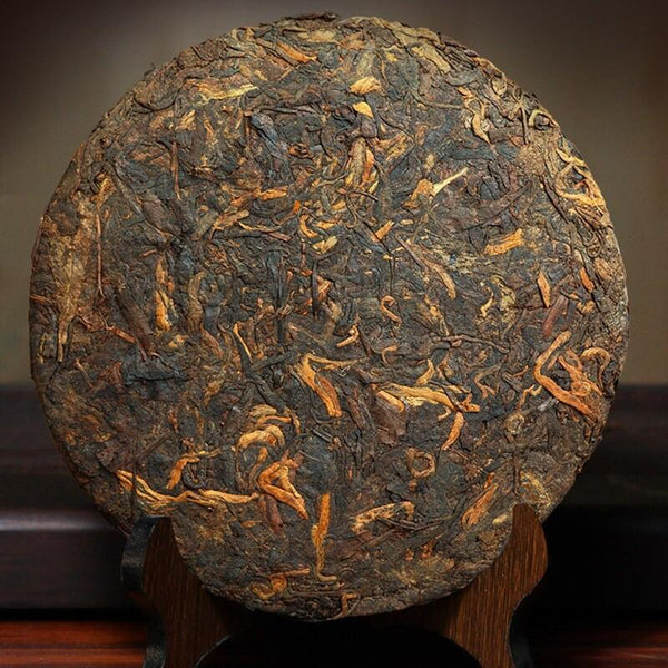HelloYoungTea Lao Man'e Ripe Pu-erh Tea, Yunnan 7-Press Cake, Bulang Mountain, Ancient Tree