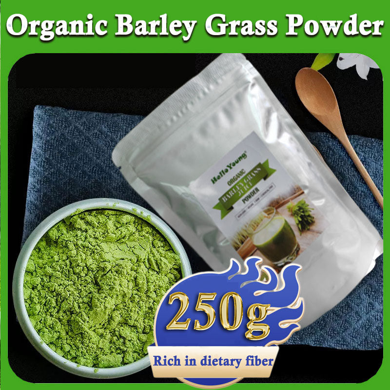 HelloYoung Unsweetened Premium Organic Barley Grass Powder 250g Antioxidants and Protein, Support Immune System and Digestion, Vegan Main image