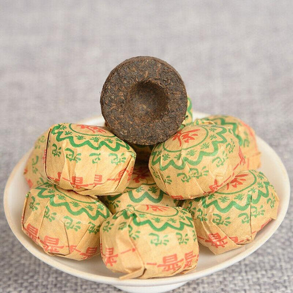 HelloYoungTea 500g Yunnan Pu'er Ripe Tea Leaves Original Flavor Ripe Tea Mini Tuocha