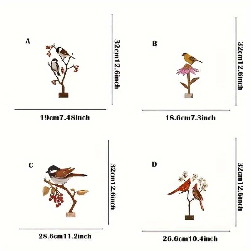 "1-Piece Outdoor Garden Bird Decor: Creative Metal Cutting Handicraft with Silhouette Design for Flowerpots & Garden Accents".Outdoor statue